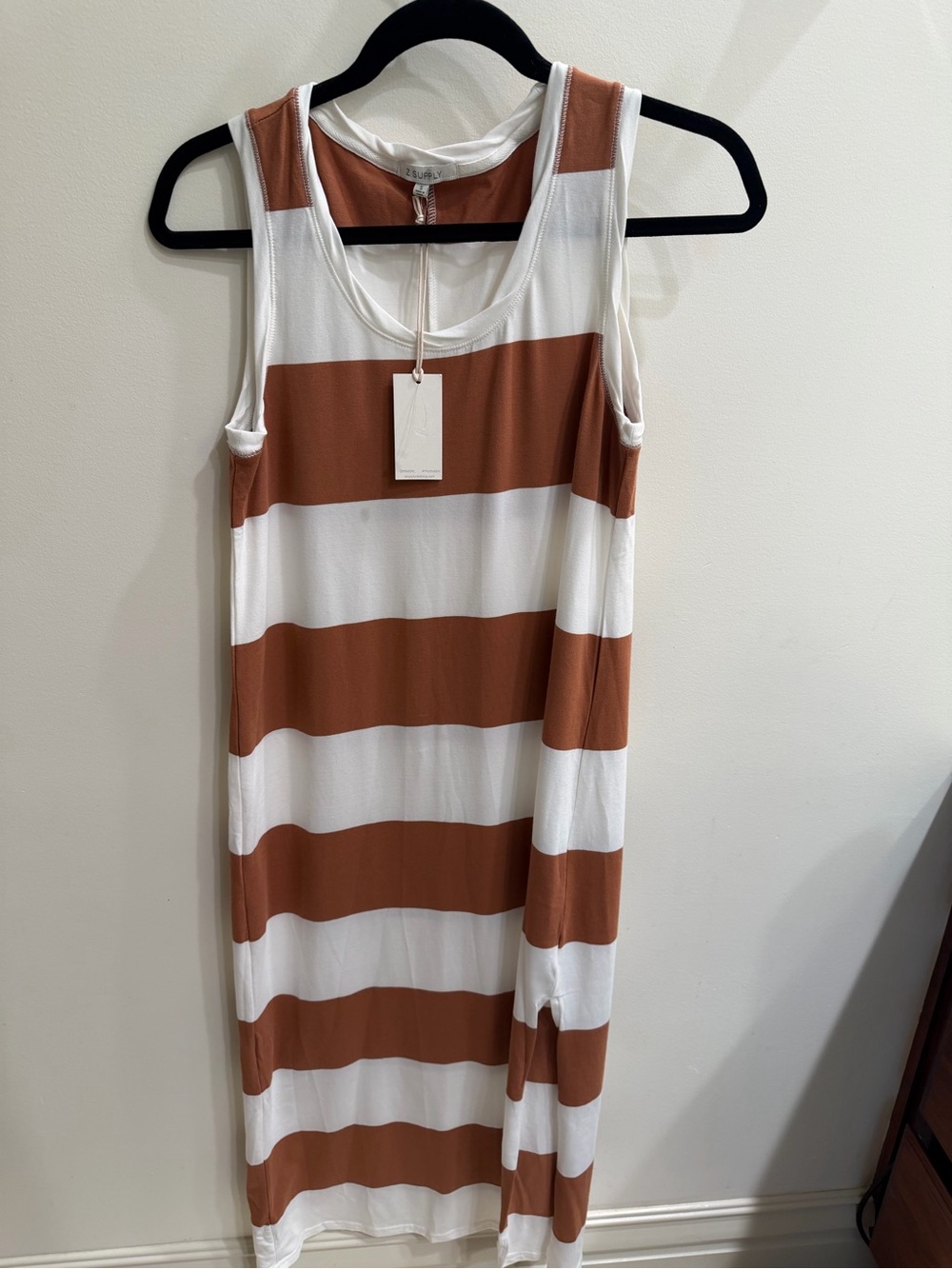 Z Supply Lida Rust and White Striped Tank Maxi Dress small NWT